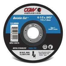 CGW Abrasives 45014 - Quickie Cut Reinforced Cut-Off Wheels, Type 1