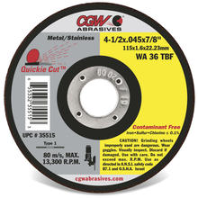 CGW Abrasives 36303 - Contaminant-Free Cut-Off Wheels
