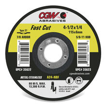 CGW Abrasives 35699 - Fast Cut 1/4" Depressed Center Grinding Wheels