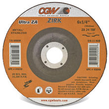 CGW Abrasives 45036 - 1/4" Depressed Center Grinding Wheels, Type 27 - Zirconia